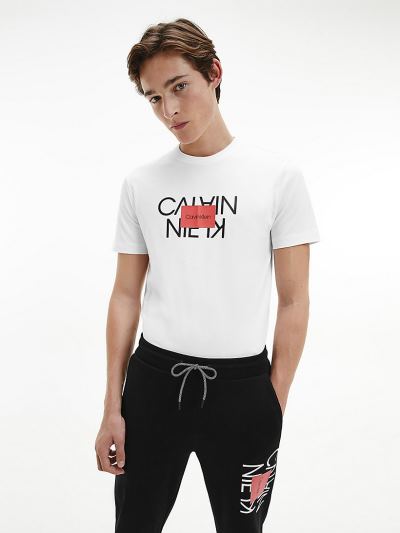 Calvin Klein Ruhák HU723799 | Calvin Klein Organic Cotton Logo Férfi Póló Világos Fehér